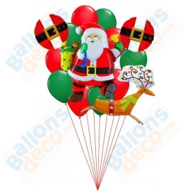 Ballons Père Noël avec Lutin et Sapin de Noël en Grappe