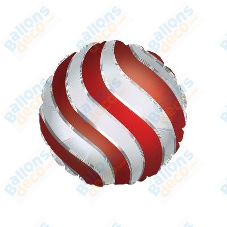 Ballon Bonbon Rouge Argent et Blanc de Noël