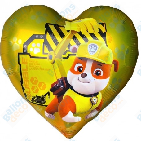 Ballon Pat Patrouille Coeur Jaune Ruben Disney, décoration ballons anniversaire.