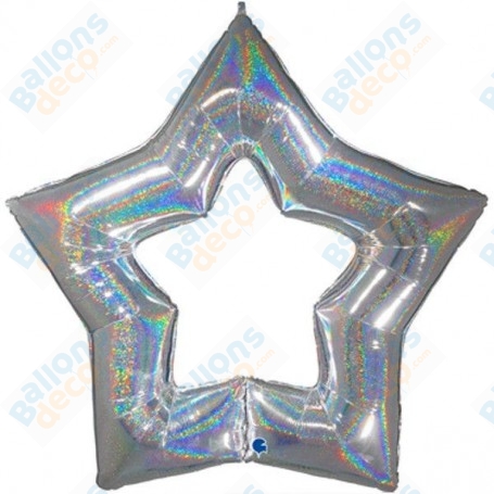 Ballon Étoile Géante Argent Holographique
