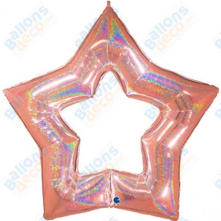 Ballon Étoile Géante Rose Gold Holographique