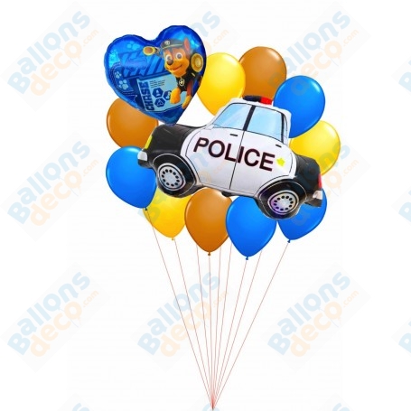 Ballons Chase le Policier de la Pat Patrouille en Grappe, décoration ballons anniversaire Disney.