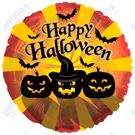 Ballon Citrouilles Happy Halloween Rond