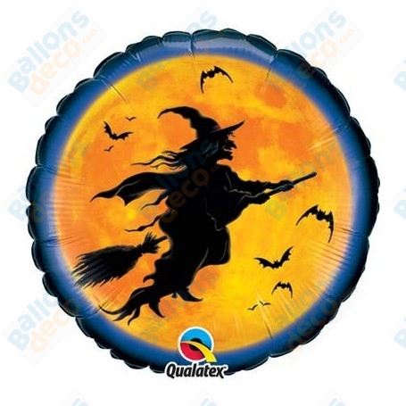 Ballon Sorcière Lune Orange Halloween