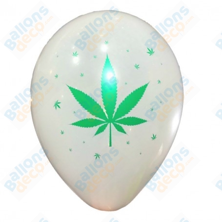 Ballons Blancs Feuille de Cannabis