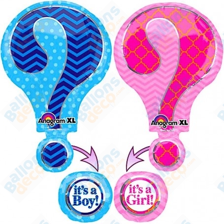 Ballon Point D'Interrogation Deux Faces Rose et Bleu