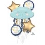 Ballons Nuage avec Etoiles Or Satin en Grappe