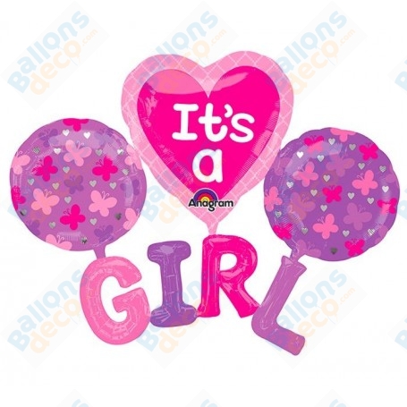 Ballons Baby Girl Coeur Rose