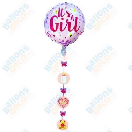 Ballon C'est Une Fille Suspension Rose