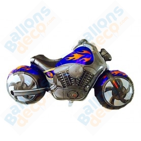 Ballon Moto Bleu Flammes, Décorations ballons pour anniversaire.