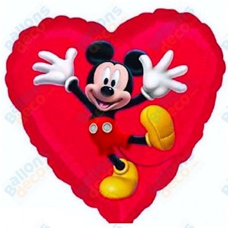 Ballon Mickey Coeur Rouge Disney Anagram, Décorations ballons pour anniversaire.
