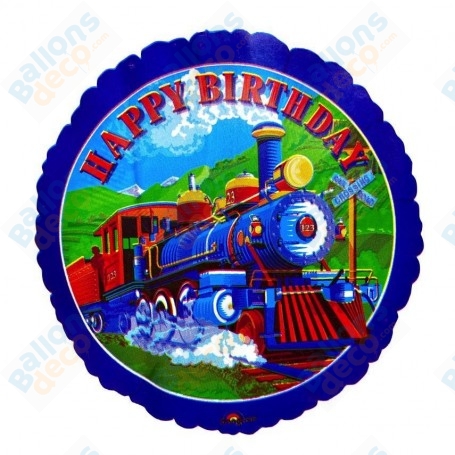 Ballon Train Vapeur Happy Birthday