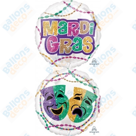 Ballon Mardi Gras Masques 2 Faces