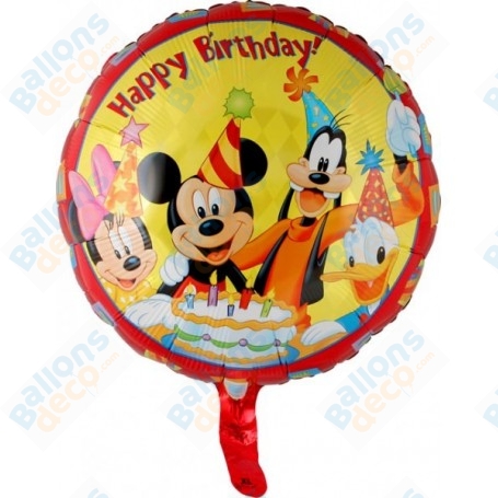 Ballon Mickey et Amis Happy Birthday Disney Anagram, Décorations ballons pour anniversaire.