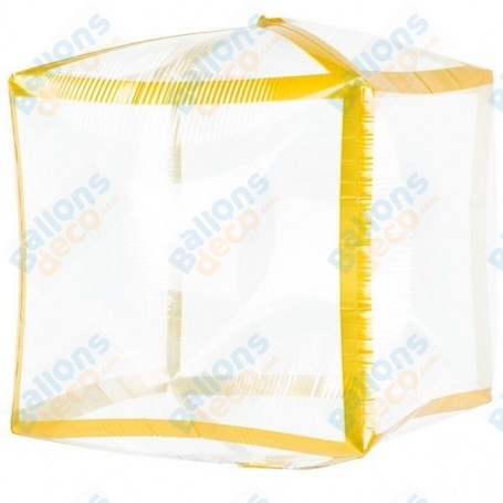 Ballon Cubez Or Gold Transparent
