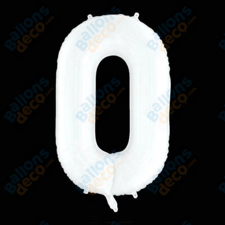 Ballon Chiffre Zéro Blanc de 86 cm