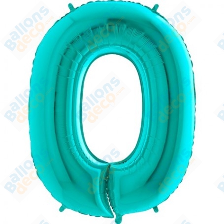 Ballon Chiffre Zéro Turquoise Océan