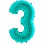 Ballon Chiffre 3 Turquoise Océan