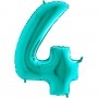 Ballon Chiffre 4 Turquoise Océan