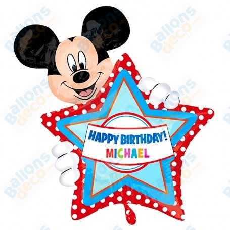 Ballon Mickey Etoile Personnalisable Disney, Décorations ballons pour anniversaire.
