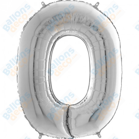 Ballon Chiffre Zéro Argent 66 cm