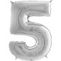 Ballon Chiffre 5 Argent 66 cm