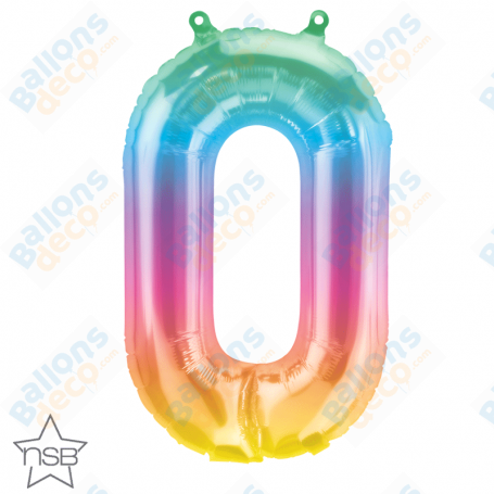 Ballon Chiffre 0 Arc-en-ciel Transparent