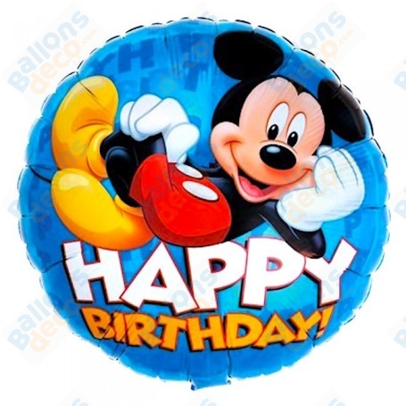 Ballon Mickey Happy Birthday Bleu Disney, Décorations ballons pour anniversaire.