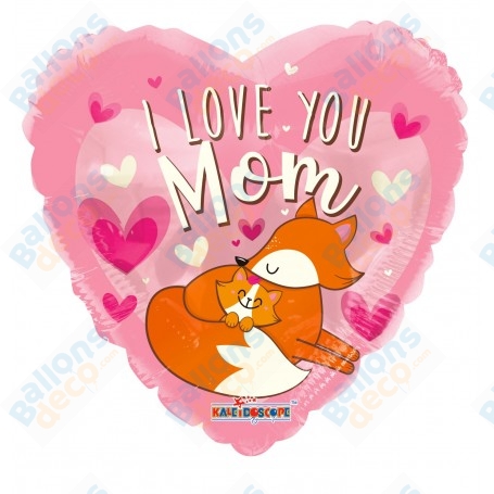 Ballon I Love You Mom Renards Coeur