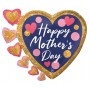 Ballon Coeurs Happy Mother's Day Bleu et Or