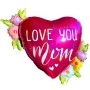 Ballon Love Mom Coeur Fleuris Holographique