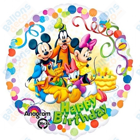 Ballon Mickey Happy Birthday Amis Disney Anagram, Décorations ballons pour anniversaire.