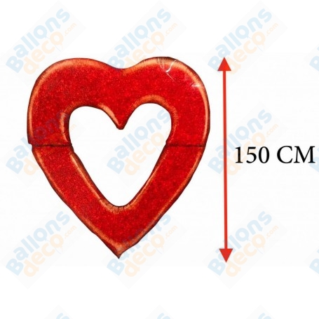 Ballon Coeur Rouge Holographique Géant 150 cm