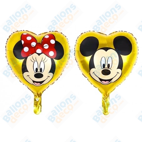Ballon Mickey et Minnie Coeur Or Disney, Décorations ballons pour anniversaire, St-Valentin.