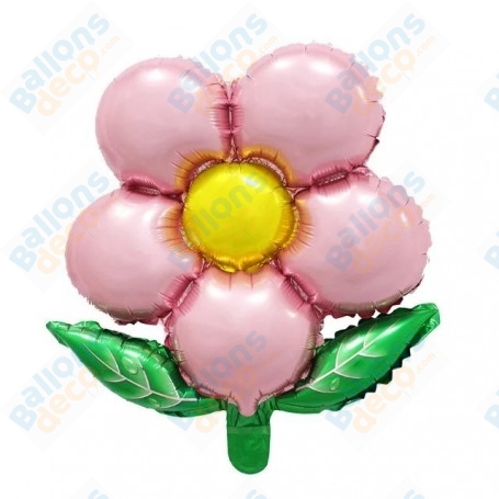 Ballon Fleur Rose Feuilles