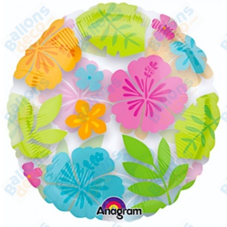 Ballon Fleurs Hibiscus Transparent
