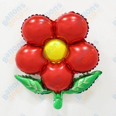 Ballon Fleur Rouge Feuilles