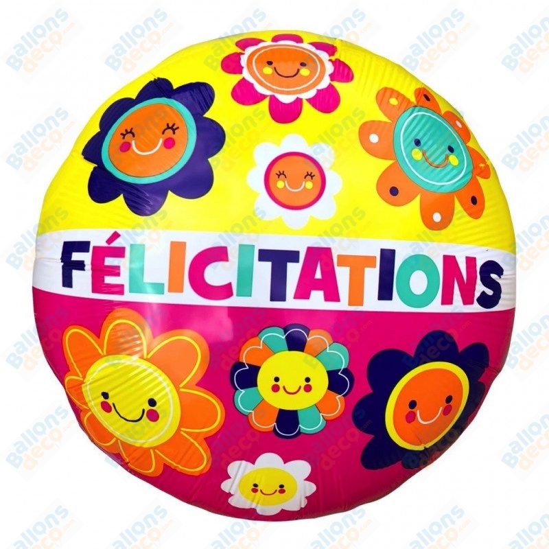 Ballon Félicitations Fleurs - Décorations Fleurs - Ballonsdeco.com