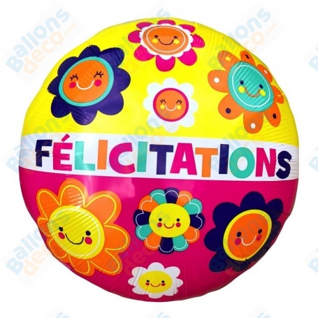 Ballon Félicitations Fleurs