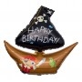 Ballon Bateau Pirate Tête De Mort Happy Birthday