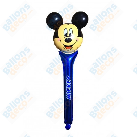 Ballon Mickey Baguette Bleu Disney, Décorations ballons pour anniversaire.