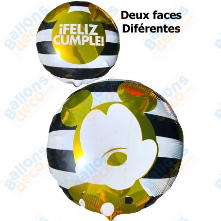 Ballon Mickey Deux Faces Différentes Or Disney, Décorations ballons pour anniversaire.