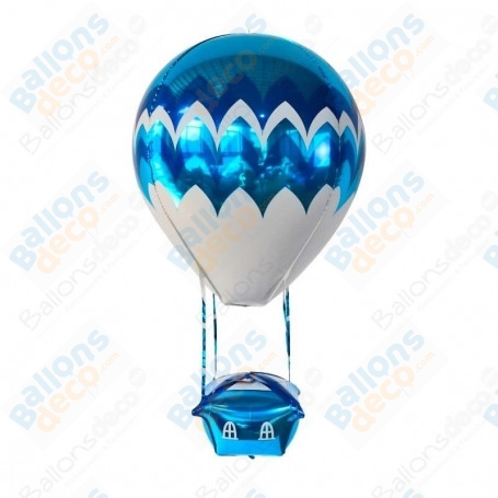 Ballons Montgolfières De Couleurs Bleu 3D
