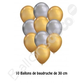 Ballons de Luxe en chrome Argent 50 pièces - Ensemble de ballons à l'hélium  Fête