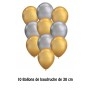 Ballons Chrome Or Et Argent Baudruche x10