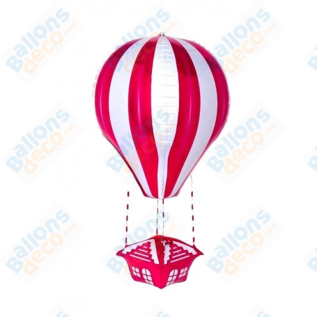 Ballon Montgolfière De Couleurs Rouge 3D New