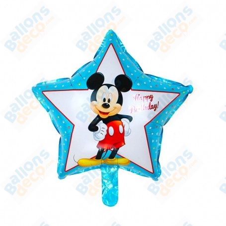 Ballon Mickey Happy Birthday en forme d'étoile Disney, Décorations ballons pour anniversaire.