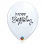 Ballon Happy Birthday Blanc Impression Noir
