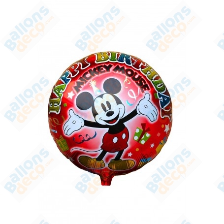 Ballon Mickey Happy Birthday Rouge Vintage Disney, Décorations ballons pour anniversaire.