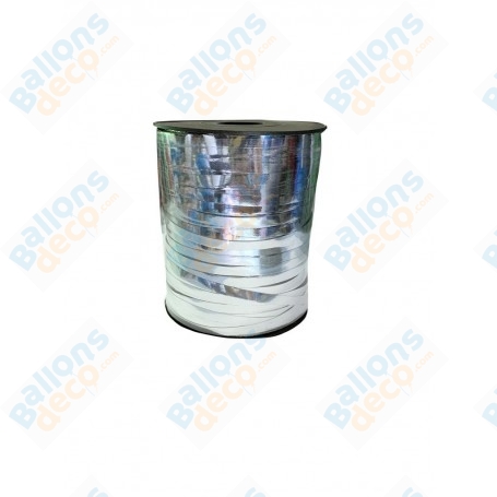 Ruban Argent Métallique Bolduc pour Ballons, Décorations ballons pour anniversaire, Mariage et entreprise.
